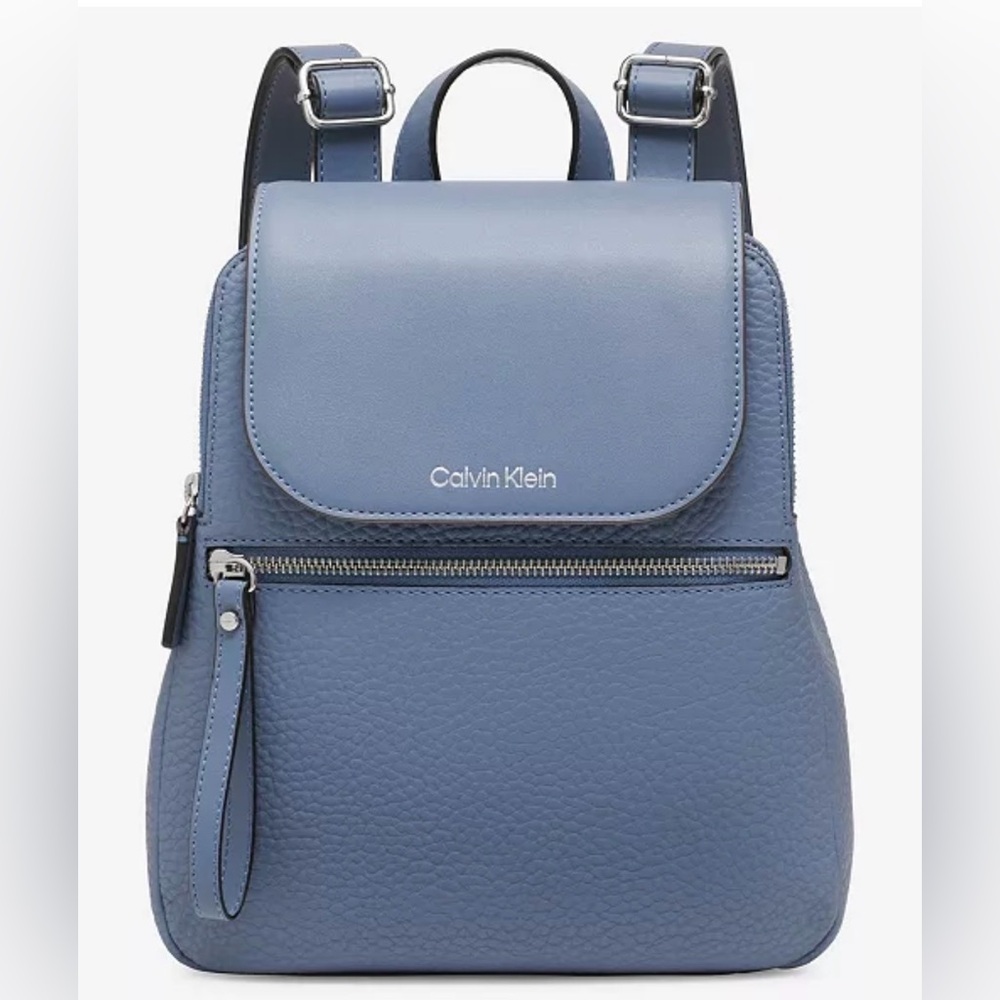 Calvin Klein Garnet Triple Compartment Backpack Flint Blue Grey handbag purse